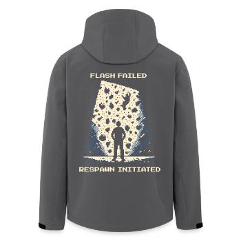 Flash Failed | Bouldering Pixel Art Crash Pad - Men’s Recycled Softshell Jacket by Stanley/Stella - anthracite - Back - AI Model Male 185 light (185cm)