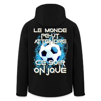 Foot humoristique fan foot football match humour - Veste softshell homme en polyester recyclé Stanley/Stella - noir - Dos - AI Model Male 185 light (185cm)
