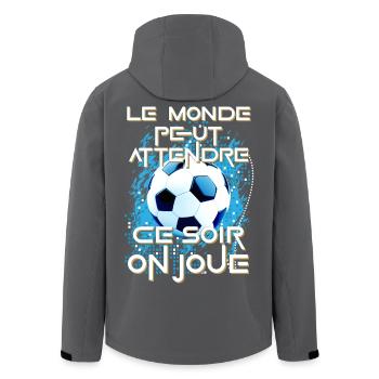 Foot humoristique fan foot football match humour - Veste softshell homme en polyester recyclé Stanley/Stella - charbon - Dos - AI Model Male 185 light (185cm)
