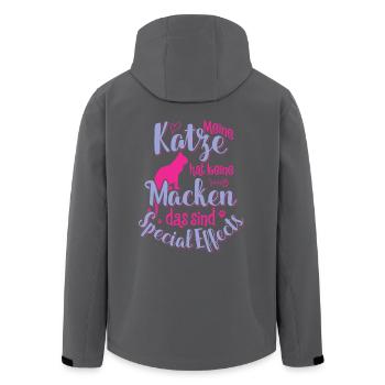 Katze hat keine Macken, das sind Special Effects - Recycelte Männer Softshell-Jacke von Stanley/Stella - Schwarz - Hinten - AI Model Male 185 light (185cm)