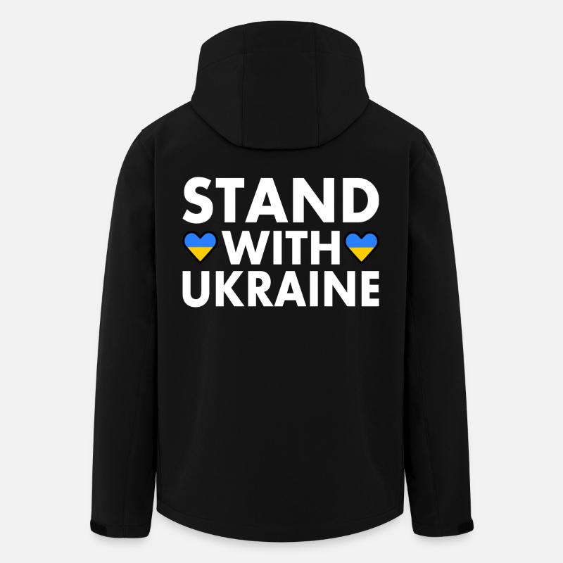 stand with ukraine - Veste softshell homme en polyester recyclé Stanley/Stella - noir