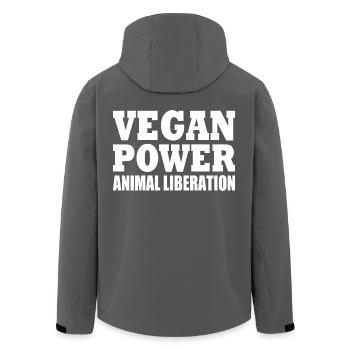Vegan power animal liberation - Men’s Recycled Softshell Jacket by Stanley/Stella - black - Back - AI Model Male 185 light (185cm)