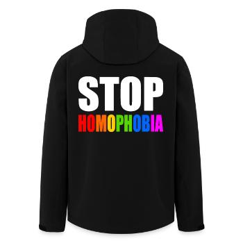 Stop homophobia - Men’s Recycled Softshell Jacket by Stanley/Stella - black - Back - AI Model Male 185 light (185cm)