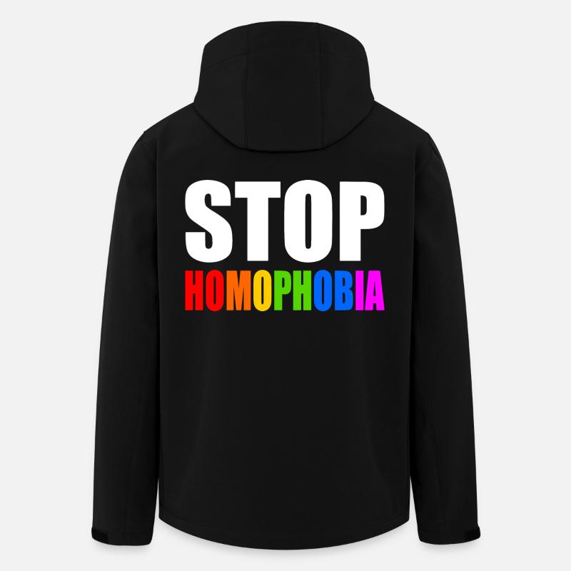 Stop homophobia - Veste softshell homme en polyester recyclé Stanley/Stella - noir
