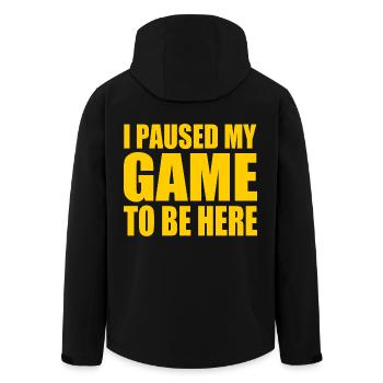 I Paused my game to be here - Men’s Recycled Softshell Jacket by Stanley/Stella - black - Back - AI Model Male 185 light (185cm)