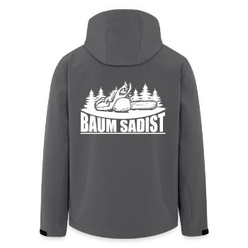 HOLZ SÄGE KETTENSÄGE GESCHENK WALD FÖRSTER BERUF - Recycelte Männer Softshell-Jacke von Stanley/Stella - Schwarz - Hinten - AI Model Male 185 light (185cm)