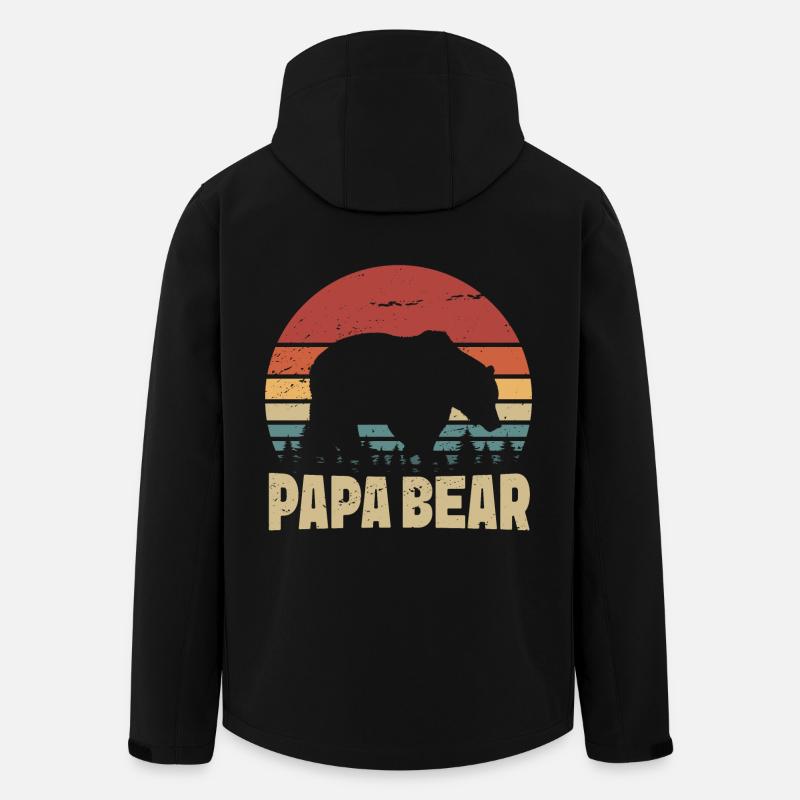 Papa Ours Rétro - Veste softshell homme en polyester recyclé Stanley/Stella - noir