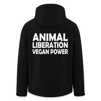 animal liberation Vegan power - Men’s Recycled Softshell Jacket by Stanley/Stella - black - Back - AI Model Male 185 light (185cm)