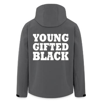 young gifted and black - Men’s Recycled Softshell Jacket by Stanley/Stella - anthracite - Back - AI Model Male 185 light (185cm)