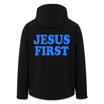 Jesus first - Veste softshell homme en polyester recyclé Stanley/Stella - noir - Dos - AI Model Male 185 light (185cm)