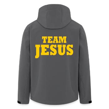 Team jesus - Men’s Recycled Softshell Jacket by Stanley/Stella - black - Back - AI Model Male 185 light (185cm)