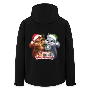 Merry Christmas Eichhörnchen Weihnachten süß - Recycelte Männer Softshell-Jacke von Stanley/Stella - Schwarz - Hinten - AI Model Male 185 light (185cm)