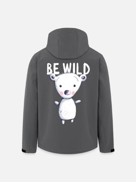 Be Wild isbjørn - Bear - Bear - Teddy - Baby - Stanley/Stella herre softshelljakke i genanvendt polyester - sort