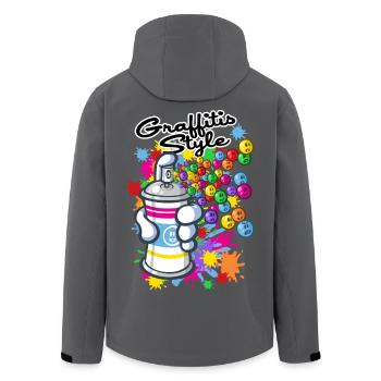 Graffiti Cartoon-Stil - Recycelte Männer Softshell-Jacke von Stanley/Stella - Anthrazit - Hinten - AI Model Male 185 light (185cm)
