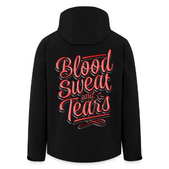 Blood sweat and tears - typography lettering - Men’s Recycled Softshell Jacket by Stanley/Stella - black - Back - AI Model Male 185 light (185cm)