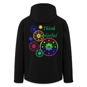 Fleur d’étoile avec le dicton Think colorful - Veste softshell homme en polyester recyclé Stanley/Stella - noir - Dos - AI Model Male 185 light (185cm)