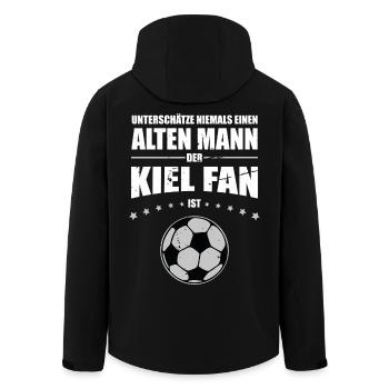 Alter Mann - Kiel Fan | Retro Vintage Design - Recycelte Männer Softshell-Jacke von Stanley/Stella - Schwarz - Hinten - AI Model Male 185 light (185cm)