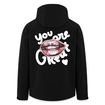 You Are Great - Men’s Recycled Softshell Jacket by Stanley/Stella - black - Back - AI Model Male 185 light (185cm)