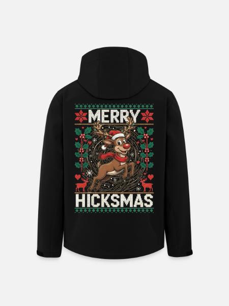Christmas Reindeer Illustration - Red Nose, Moose - Men’s Recycled Softshell Jacket by Stanley/Stella - black