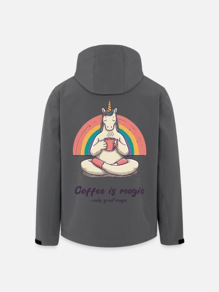 Kaffeezauber Einhorn Meditation - Recycelte Männer Softshell-Jacke von Stanley/Stella - Schwarz