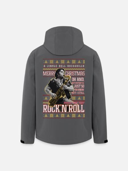 Eddie Rockabilly Saxophon Hässlicher Weihnachtspullover - Recycelte Männer Softshell-Jacke von Stanley/Stella - Schwarz