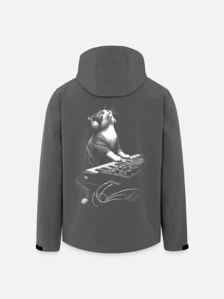 Cat Plays Synthesizer - Musikproducer Gave - Stanley/Stella herre softshelljakke i genanvendt polyester - sort