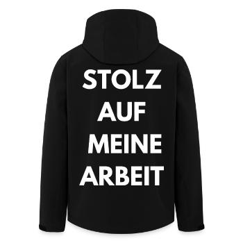 Stolz Auf Meine Arbeit | Arbeiter Shirt - Recycelte Männer Softshell-Jacke von Stanley/Stella - Schwarz - Hinten - AI Model Male 185 light (185cm)