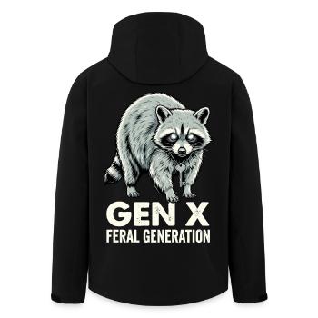 Vintage Raccoon Gen X Feral Generation - Men’s Recycled Softshell Jacket by Stanley/Stella - black - Back - AI Model Male 185 light (185cm)