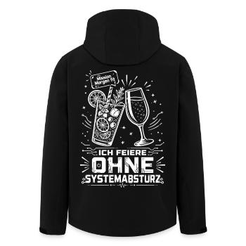 Ich feiere ohne Systemabsturz - Recycelte Männer Softshell-Jacke von Stanley/Stella - Schwarz - Hinten - AI Model Male 185 light (185cm)