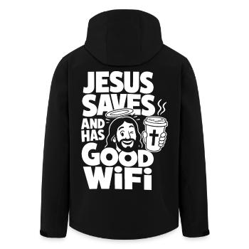 Jésus sauve et a un bon wifi - Veste softshell homme en polyester recyclé Stanley/Stella - noir - Dos - AI Model Male 185 light (185cm)