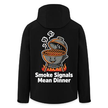 Les signaux de fumée signifient un barbecue barbecue pour le dîner - Veste softshell homme en polyester recyclé Stanley/Stella - noir - Dos - AI Model Male 185 light (185cm)