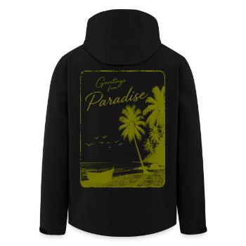 Greetings from Paradise - Men’s Recycled Softshell Jacket by Stanley/Stella - black - Back - AI Model Male 185 light (185cm)