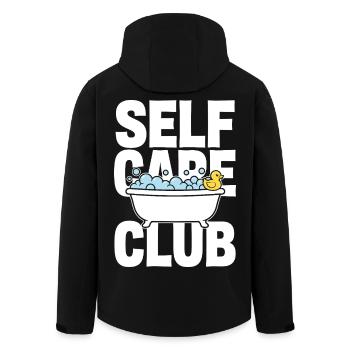 Self Care Club with bubble bath and duck - Men’s Recycled Softshell Jacket by Stanley/Stella - black - Back - AI Model Male 185 light (185cm)