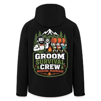 Groom Survival Crew – Mission Wedding - Men’s Recycled Softshell Jacket by Stanley/Stella - black - Back - AI Model Male 185 light (185cm)