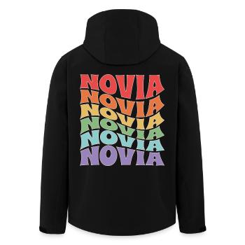 Novia Girlfriend Engagement Bridal Shower Wedding - Men’s Recycled Softshell Jacket by Stanley/Stella - black - Back - AI Model Male 185 light (185cm)
