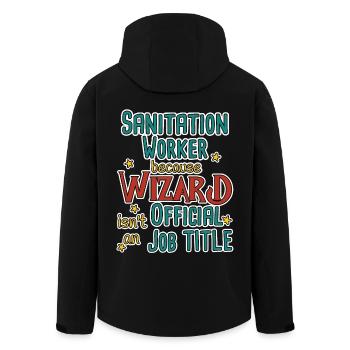 Sanitation worker Wizard - Recycelte Männer Softshell-Jacke von Stanley/Stella - Schwarz - Hinten - AI Model Male 185 light (185cm)