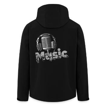 Music ... microphone musician - Men’s Recycled Softshell Jacket by Stanley/Stella - black - Back - AI Model Male 185 light (185cm)
