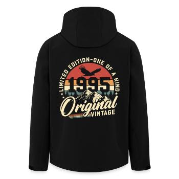 Original 1995 Vintage Vintage Rétro Anniversaire - Veste softshell homme en polyester recyclé Stanley/Stella - noir - Dos - AI Model Male 185 light (185cm)
