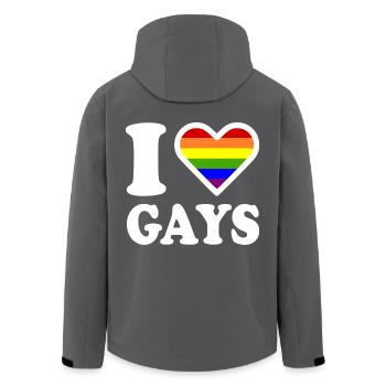 I love gays - Recycelte Männer Softshell-Jacke von Stanley/Stella - Anthrazit - Hinten - AI Model Male 185 light (185cm)