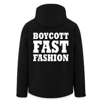 Boycott fast fashion - Men’s Recycled Softshell Jacket by Stanley/Stella - black - Back - AI Model Male 185 light (185cm)