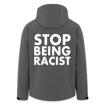 Stop being racist - Veste softshell homme en polyester recyclé Stanley/Stella - charbon - Dos - AI Model Male 185 light (185cm)