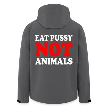 Eat pussy not animals - Recycelte Männer Softshell-Jacke von Stanley/Stella - Schwarz - Hinten - AI Model Male 185 light (185cm)