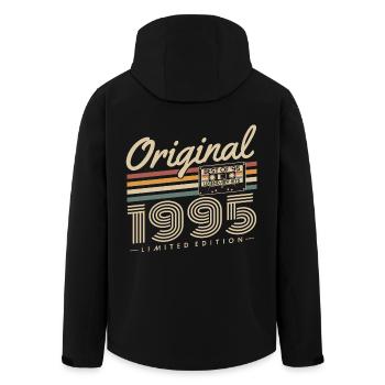 Original 1995 Vintage Vintage Anniversaire Rétro - Veste softshell homme en polyester recyclé Stanley/Stella - noir - Dos - AI Model Male 185 light (185cm)