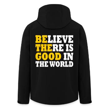 believe there is good in the world - Men’s Recycled Softshell Jacket by Stanley/Stella - black - Back - AI Model Male 185 light (185cm)