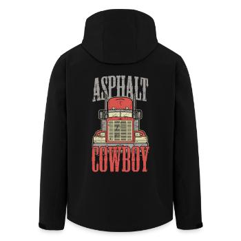 Asphalt Cowboy LKW Fahrer, Fernfahrer, Trucker - Recycelte Männer Softshell-Jacke von Stanley/Stella - Schwarz - Hinten - AI Model Male 185 light (185cm)