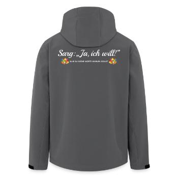 Sarg Ja, ich will, lustiger Spruch JGA, Heirat - Recycelte Männer Softshell-Jacke von Stanley/Stella - Anthrazit - Hinten - AI Model Male 185 light (185cm)