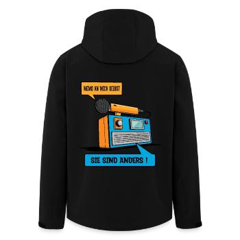 They are different ! - Men’s Recycled Softshell Jacket by Stanley/Stella - black - Back - AI Model Male 185 light (185cm)