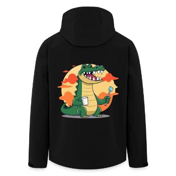 Krokodil Zahn Hygiene - Recycelte Männer Softshell-Jacke von Stanley/Stella - Schwarz - Hinten - AI Model Male 185 light (185cm)