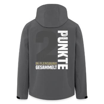 2 Punkte in Flensburg - Recycelte Männer Softshell-Jacke von Stanley/Stella - Schwarz - Hinten - AI Model Male 185 light (185cm)