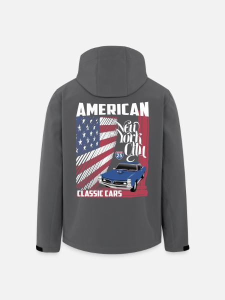 Amerikanske klassiske biler - Stanley/Stella herre softshelljakke i genanvendt polyester - sort